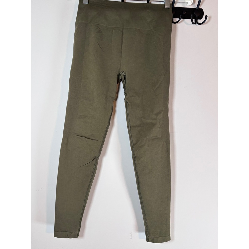 Alphalete Amplify Leggings Womens Medium Olive Green Seamless Scrunch Butt Gym